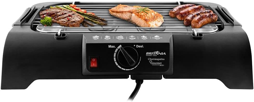 Churrasqueira, Gourmet Bcg1 N, 1200w, Preto, 110v, Britânia